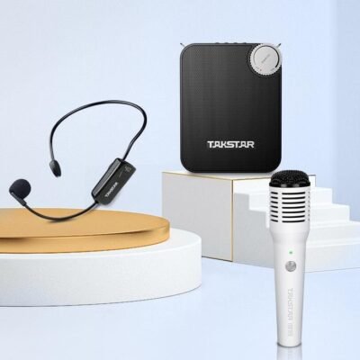 Máy trợ giảng chính hãng Takstar E500W sử dụng mic không dây cài đầu và mic không dây cầm tay
